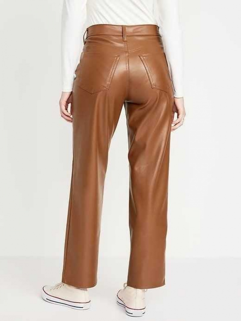 Old Navy High-Waisted OG Loose Faux-Leather Pants Light Brown | HEB206538