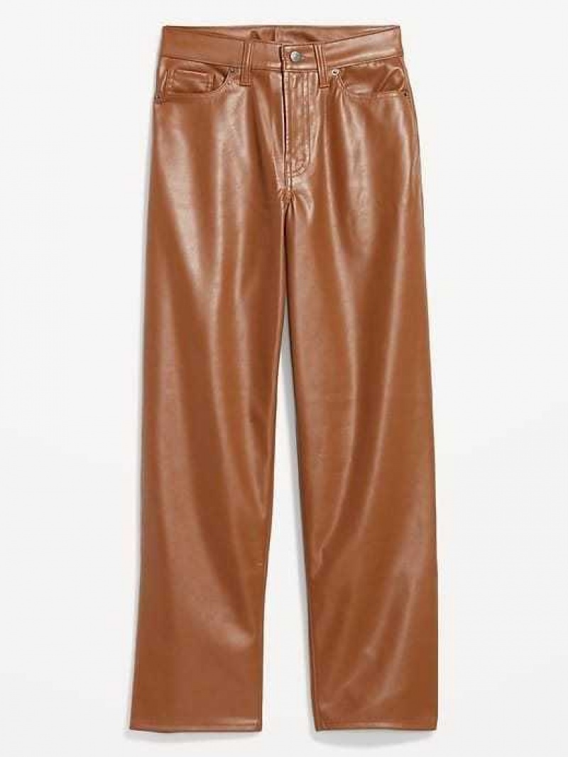 Old Navy High-Waisted OG Loose Faux-Leather Pants Light Brown | HEB206538