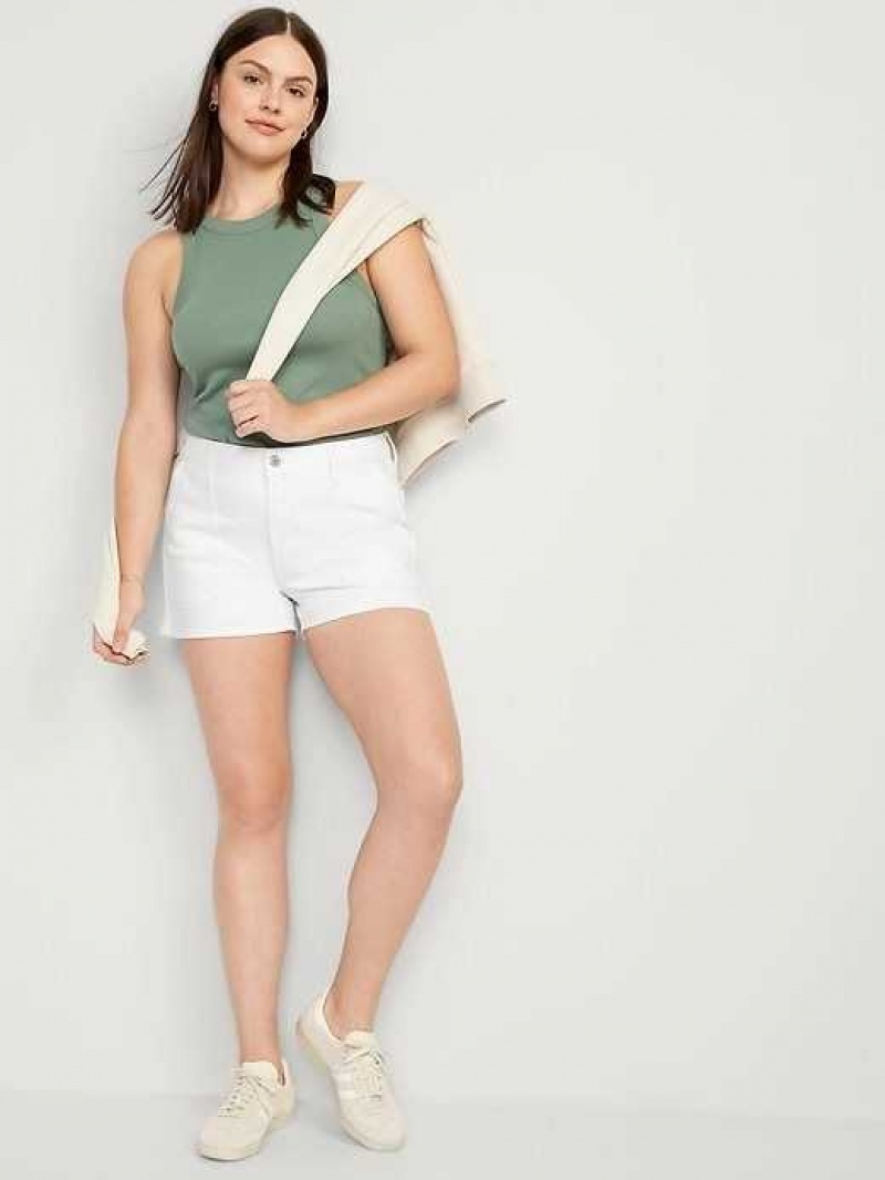 Old Navy High-Waisted OG Loose White Jean Utility Shorts White | UFM106273