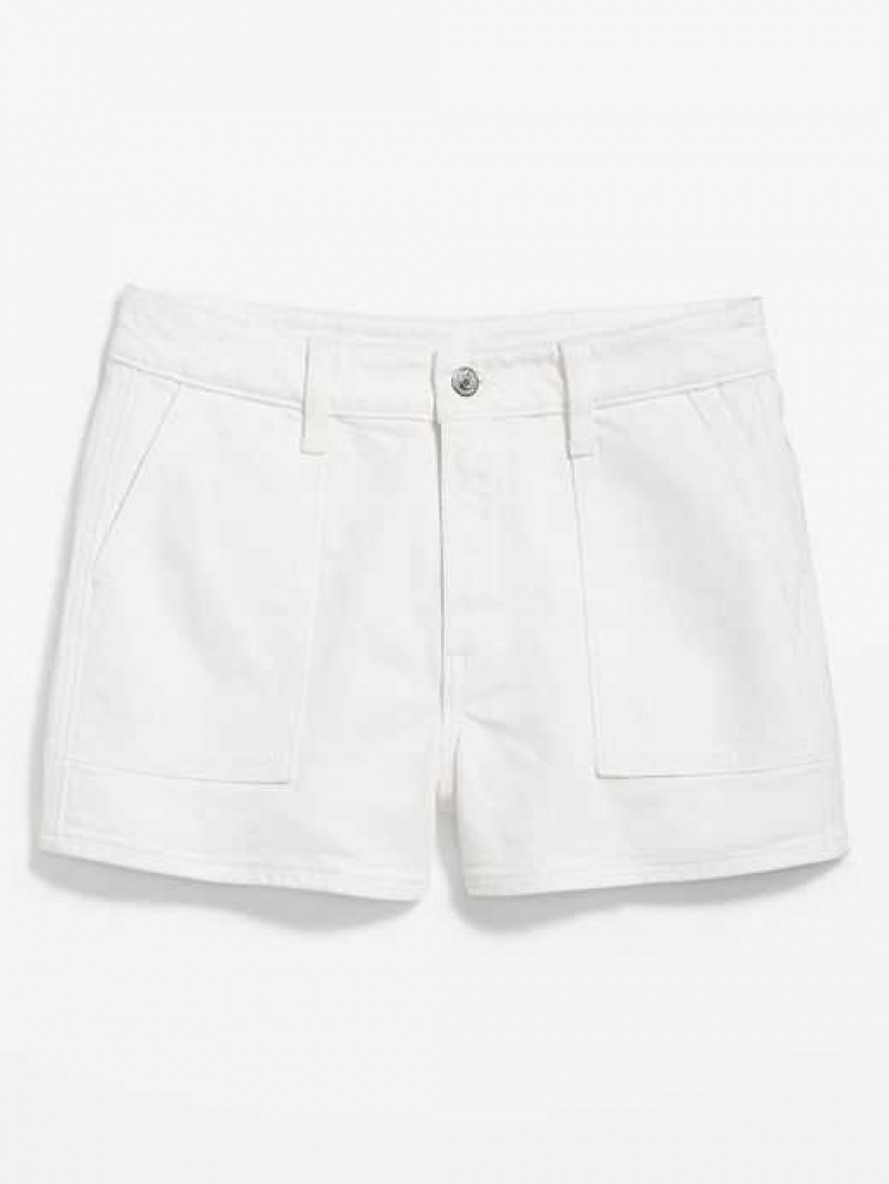 Old Navy High-Waisted OG Loose White Jean Utility Shorts White | UFM106273