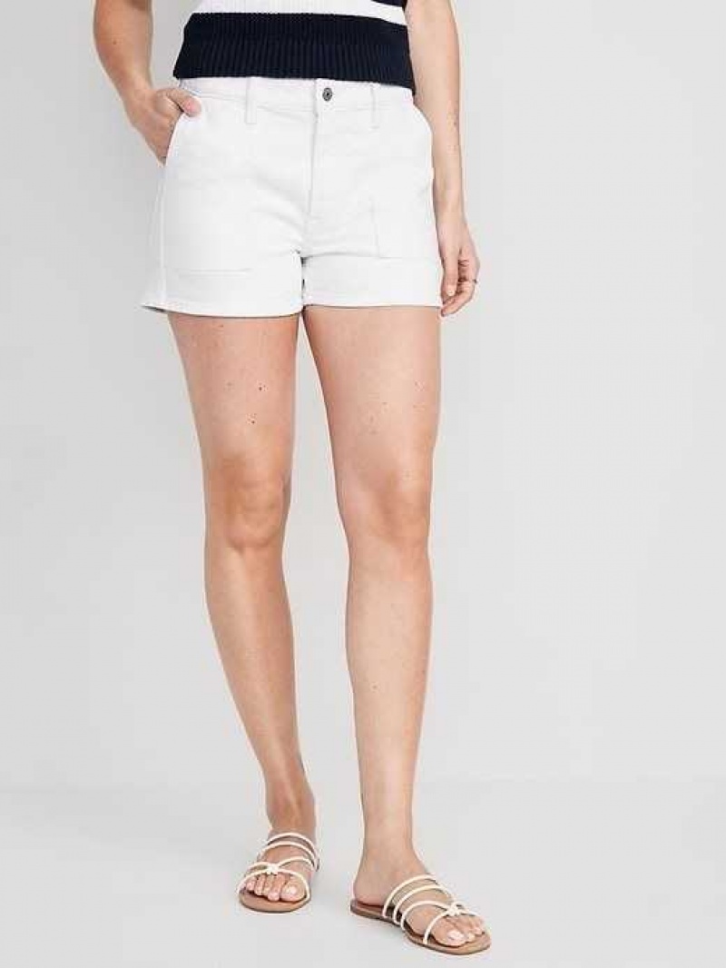 Old Navy High-Waisted OG Loose White Jean Utility Shorts White | UFM106273