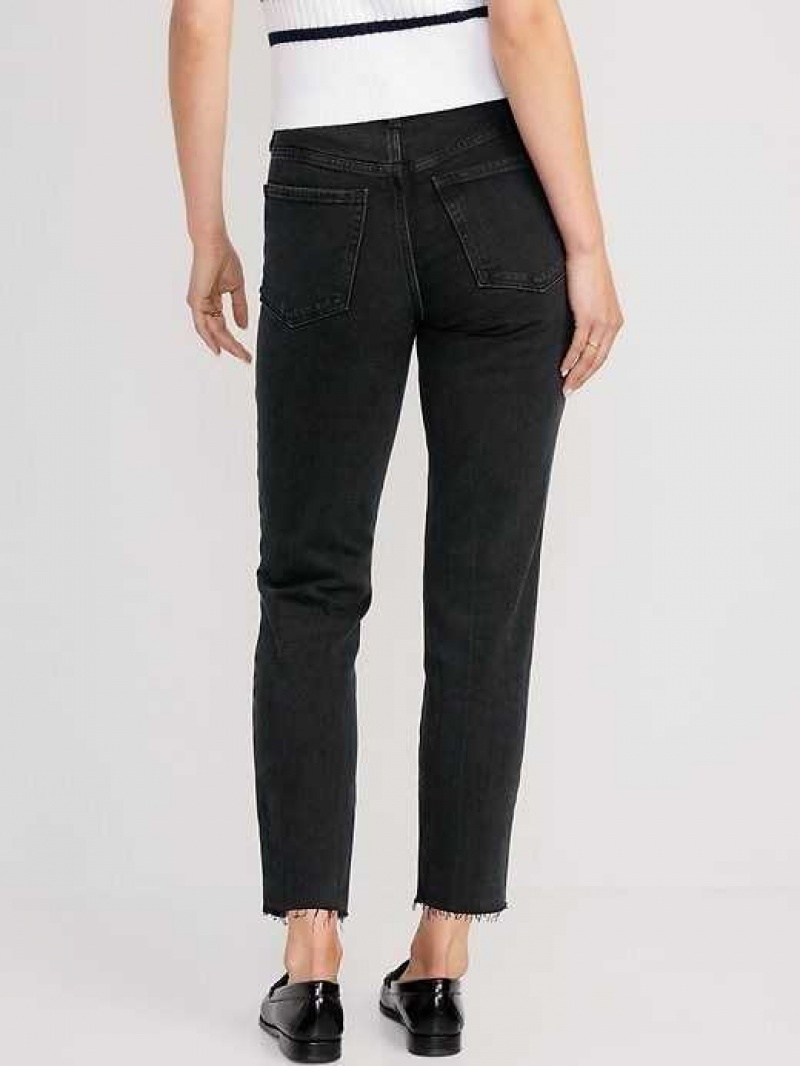 Old Navy High-Waisted OG Straight Black Cutoff Jeans Black | UBD845297