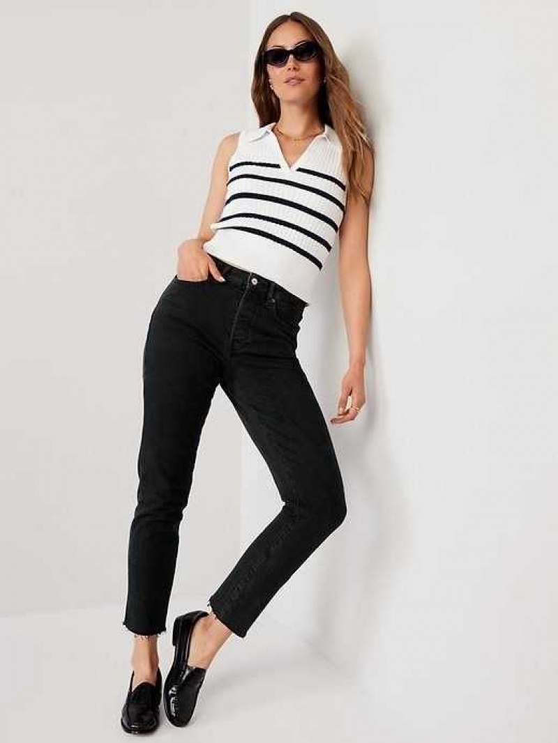 Old Navy High-Waisted OG Straight Black Cutoff Jeans Black | UBD845297