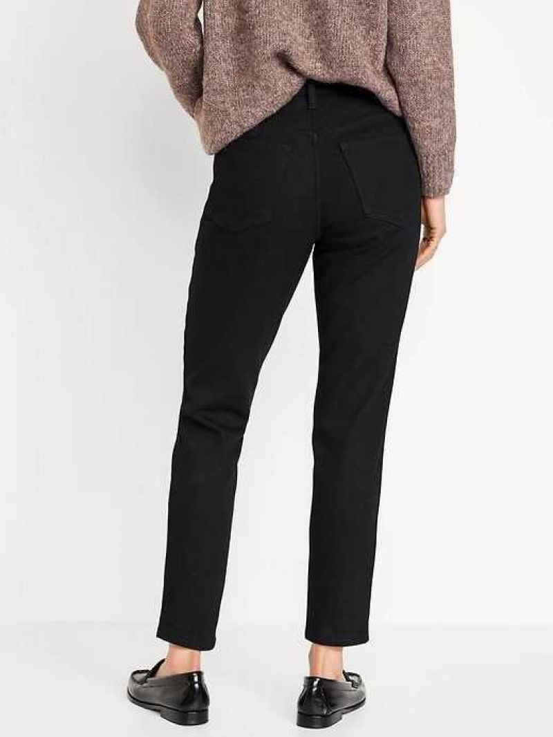 Old Navy High-Waisted OG Straight Built-In Warm Ankle Jeans Black | DHB460389