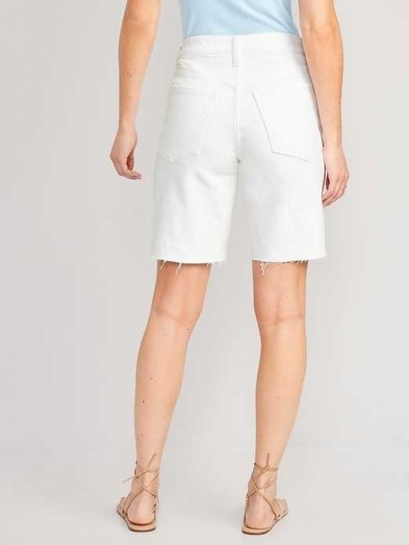 Old Navy High-Waisted OG Straight Button-Fly White Jean Shorts White | NLE865493