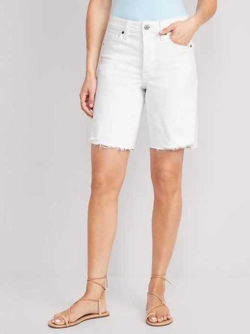 Old Navy High-Waisted OG Straight Button-Fly White Jean Shorts White | NLE865493