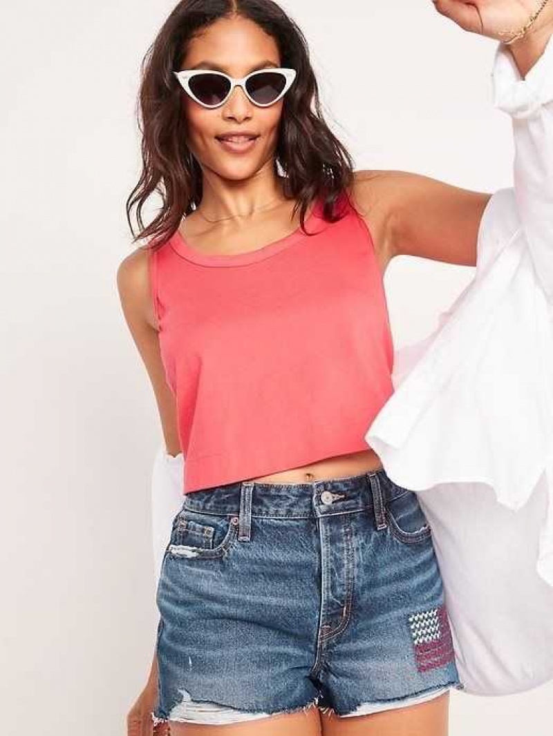 Old Navy High-Waisted O.G. Straight Embroidered Cut-Off Jean Shorts Multicolor | NTD154796