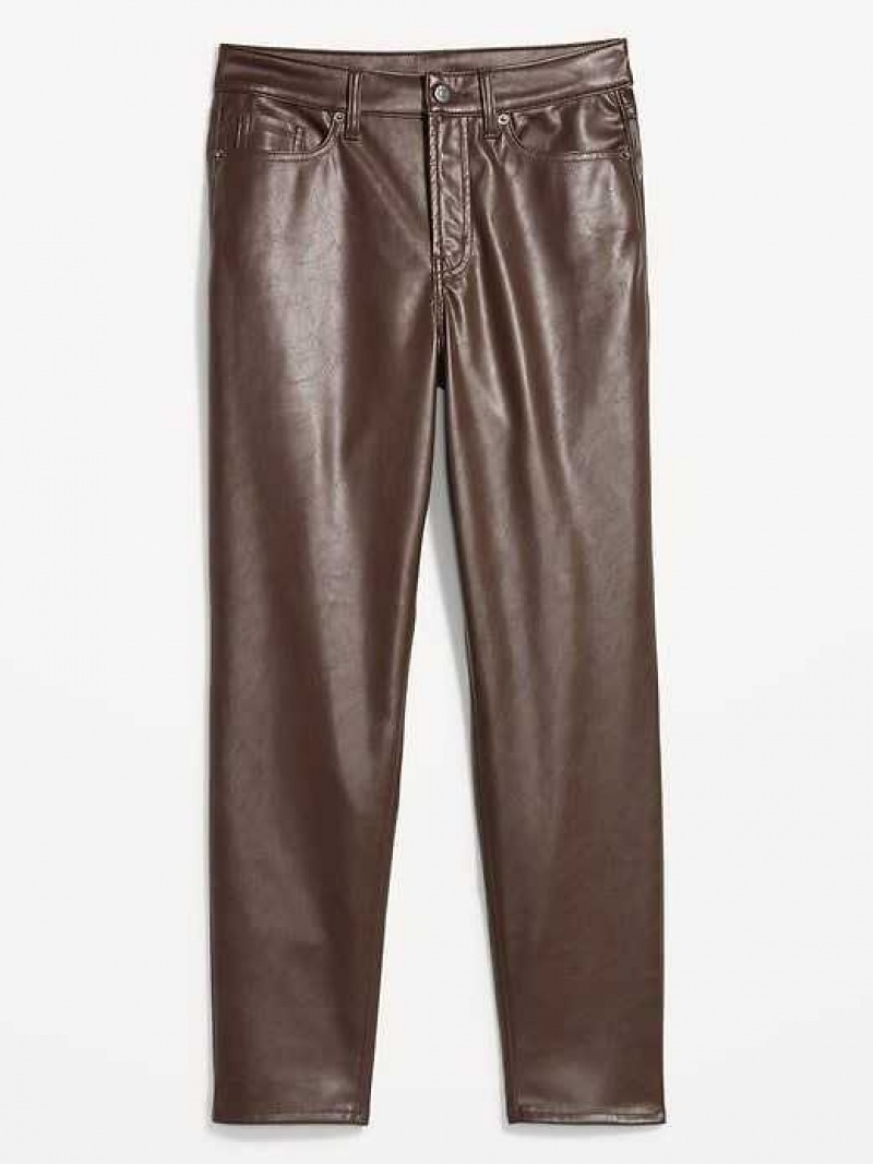 Old Navy High-Waisted OG Straight Faux-Leather Ankle Pants Brown | FGU419085