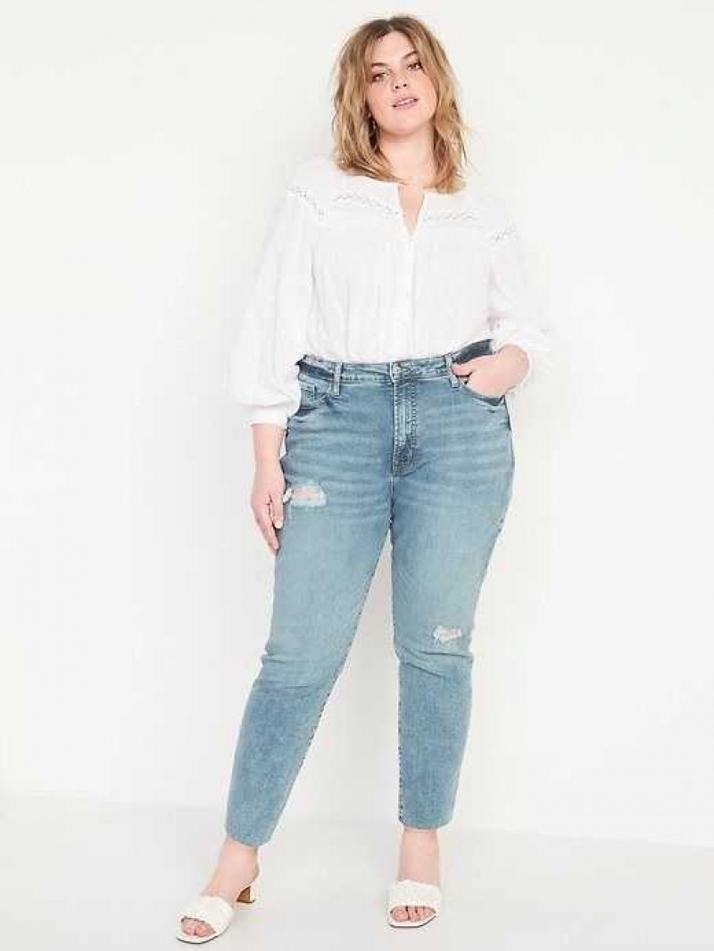 Old Navy High-Waisted OG Straight Ripped Cut-Off Ankle Jeans Cora | SPF570461