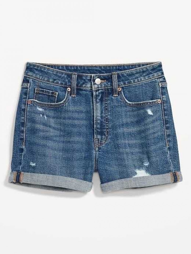 Old Navy High-Waisted O.G. Straight Ripped Jean Shorts Wash | GPO706841