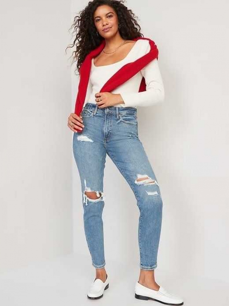 Old Navy High-Waisted OG Straight Ripped Jeans What A Dahlia | FMP304869