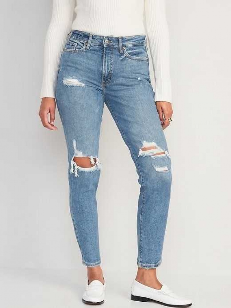 Old Navy High-Waisted OG Straight Ripped Jeans What A Dahlia | FMP304869