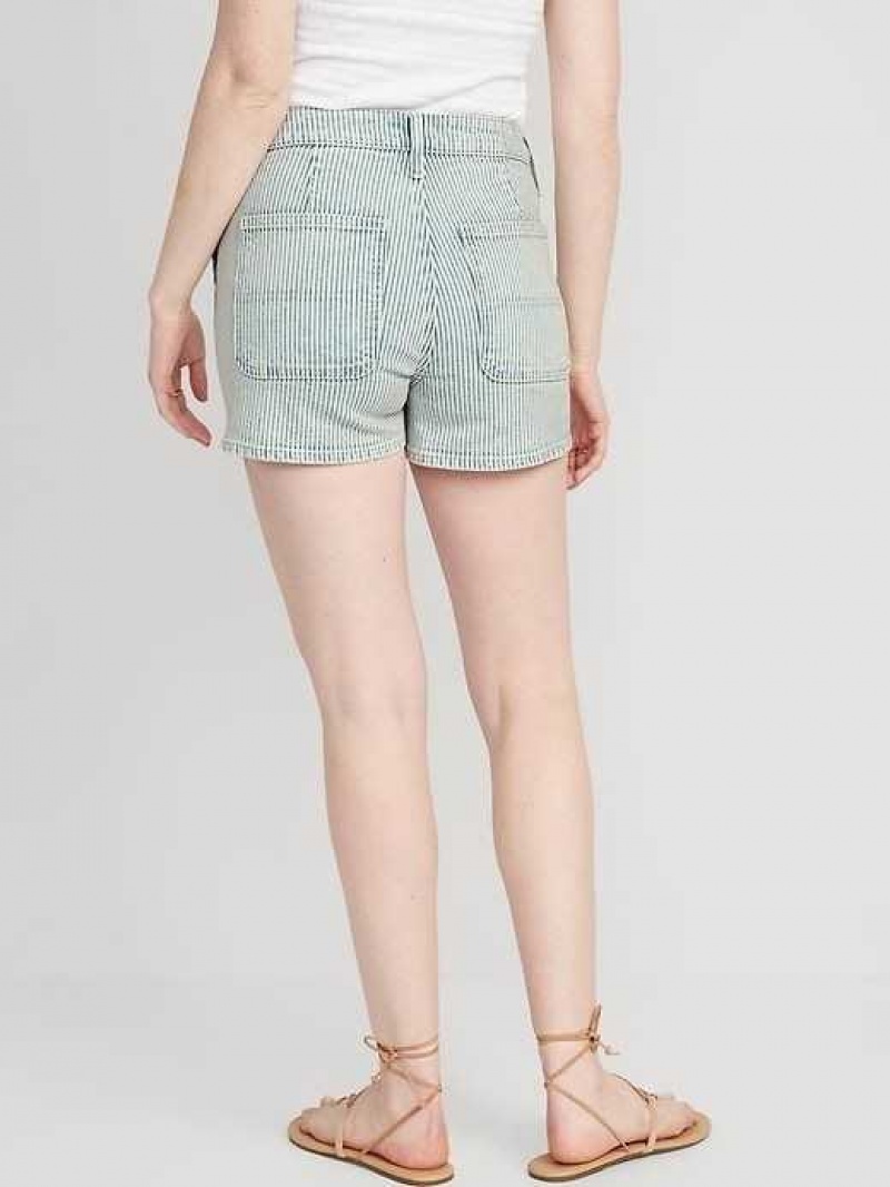 Old Navy High-Waisted OG Straight Utility Shorts Stripes | FAN627341