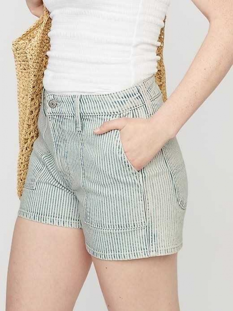 Old Navy High-Waisted OG Straight Utility Shorts Stripes | FAN627341