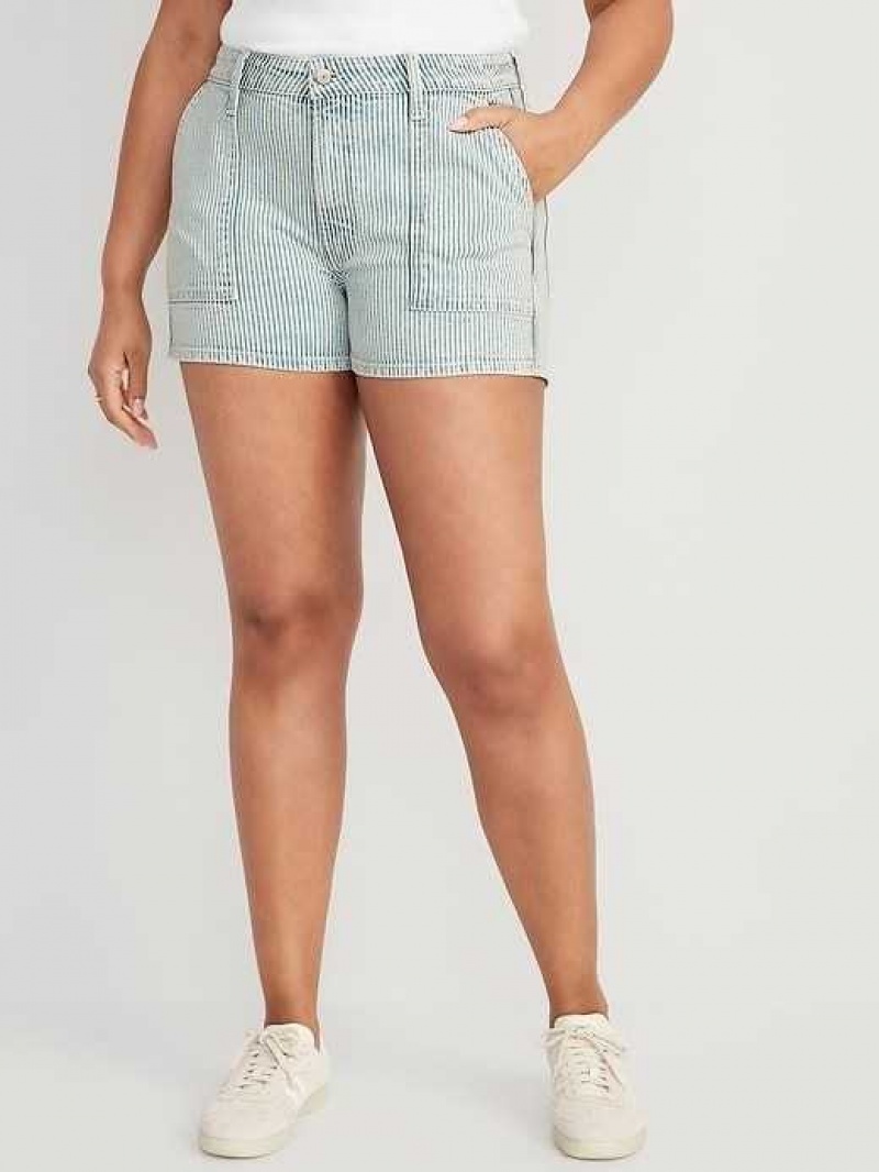 Old Navy High-Waisted OG Straight Utility Shorts Stripes | FAN627341