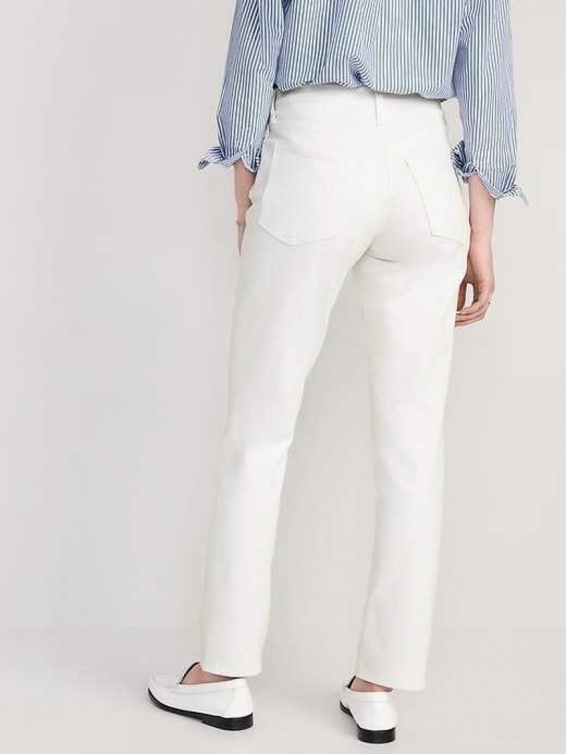 Old Navy High-Waisted OG Straight White-Wash Ripped Jeans White | VEU368147