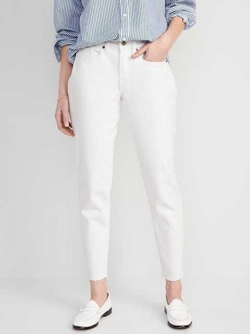 Old Navy High-Waisted OG Straight White-Wash Cut-Off Ankle Jeans White | WXQ496287