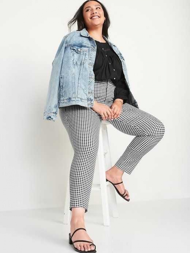 Old Navy High-Waisted Pixie Skinny Ankle Pants Black / White | LGU968547