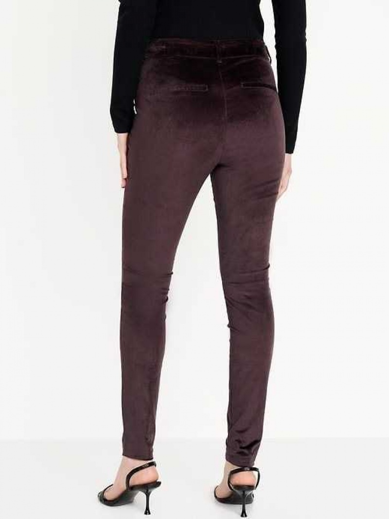 Old Navy High-Waisted Pixie Skinny Velvet Pants Purple Burgundy | UHA875243