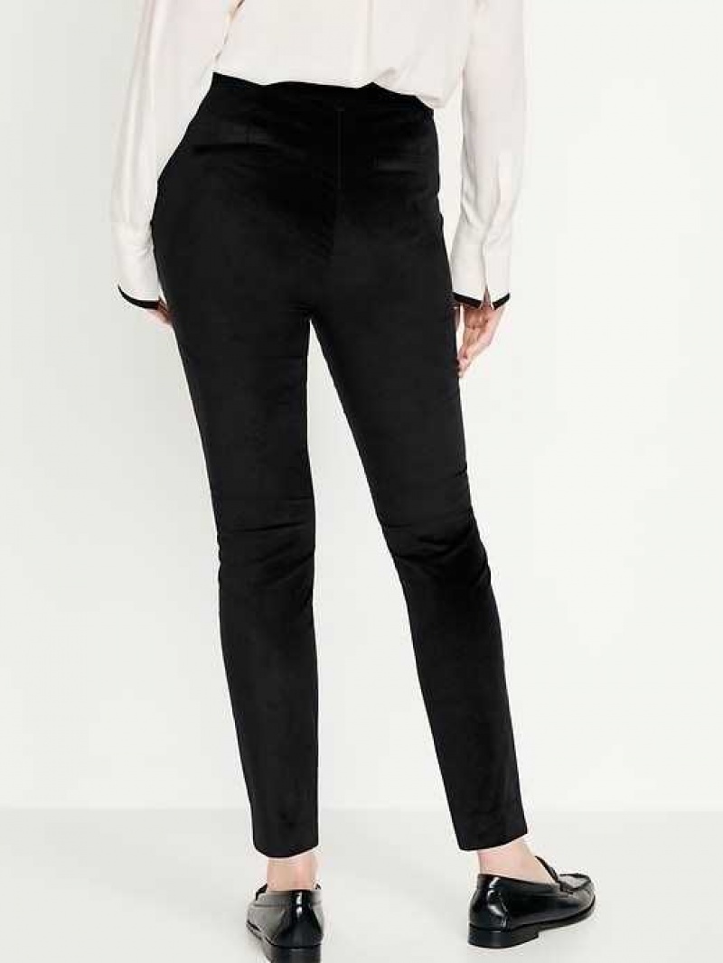 Old Navy High-Waisted Pixie Skinny Velvet Ankle Pants Blackjack | DUK745963