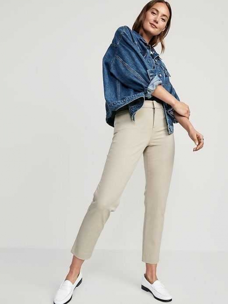 Old Navy High-Waisted Pixie Straight Ankle Pants Beige | CXH529016