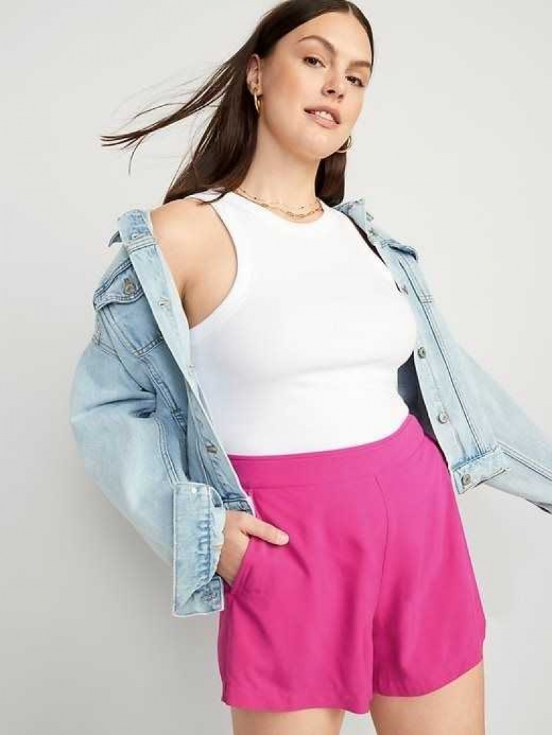 Old Navy High-Waisted Playa Soft-Spun Shorts Dragonfruit | EZS096438