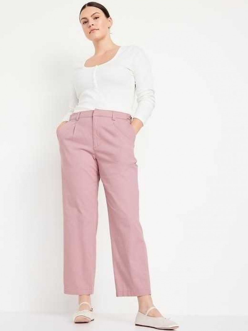 Old Navy High-Waisted Pleated Chino Ankle Pants Woodrose | GCE517964