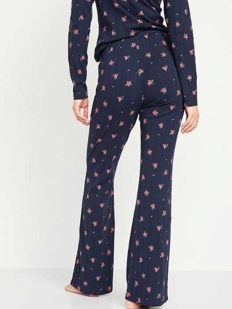 Old Navy High-Waisted Pointelle-Knit Flare Pajama Pants Navy | QGN416825