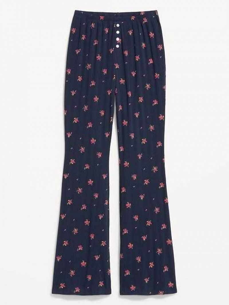 Old Navy High-Waisted Pointelle-Knit Flare Pajama Pants Navy | QGN416825