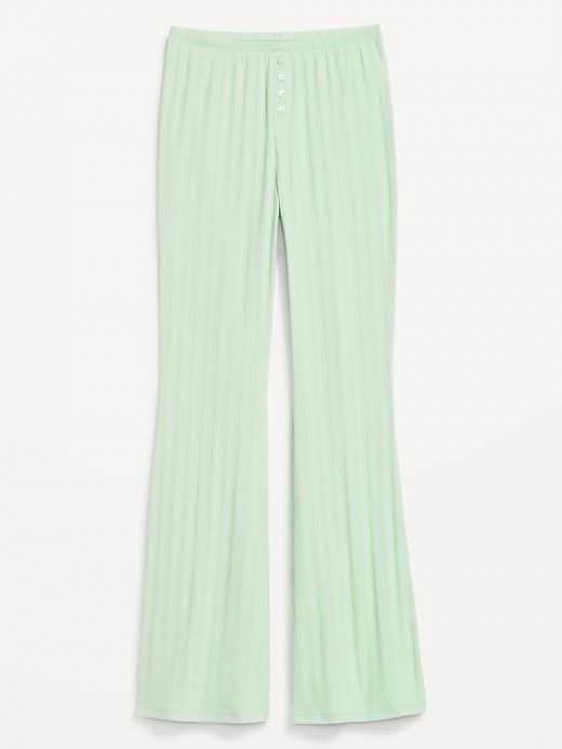 Old Navy High-Waisted Pointelle-Knit Flare Pajama Pants Mint White | KVN286457