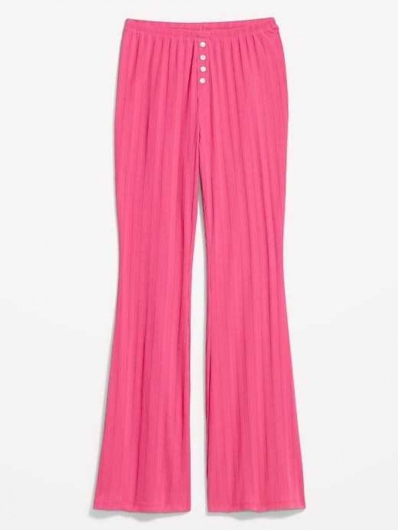 Old Navy High-Waisted Pointelle-Knit Flare Pajama Pants Pink | IVS879541