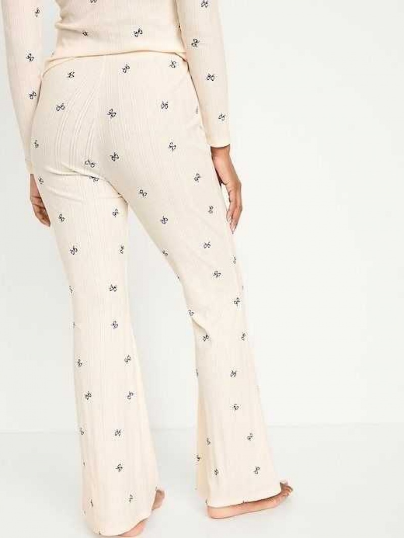 Old Navy High-Waisted Pointelle-Knit Flare Pajama Pants White / Black | GBJ540128