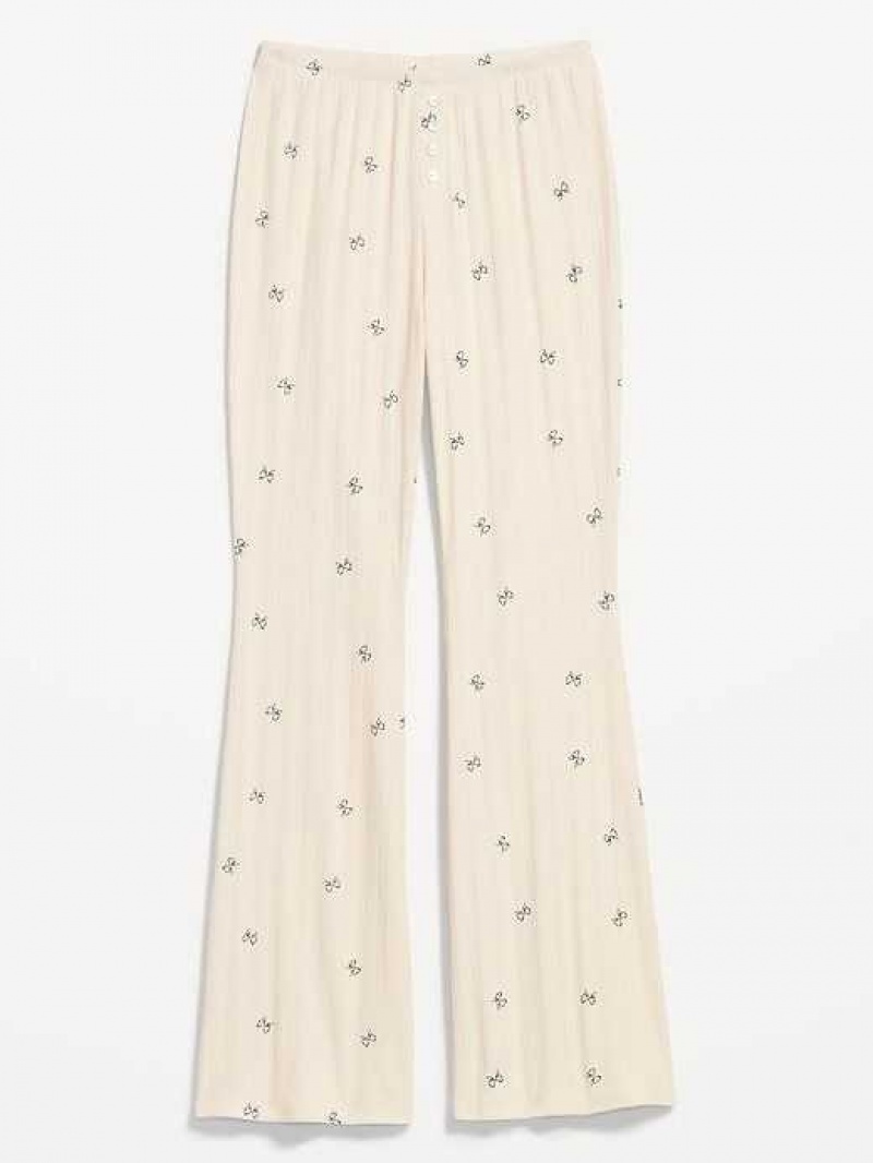 Old Navy High-Waisted Pointelle-Knit Flare Pajama Pants White / Black | GBJ540128