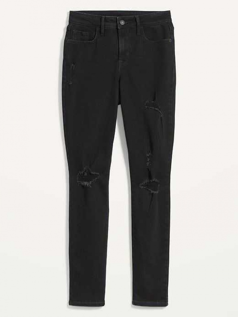 Old Navy High-Waisted Pop Icon Black Ripped Skinny Jeans Black | QPH103678