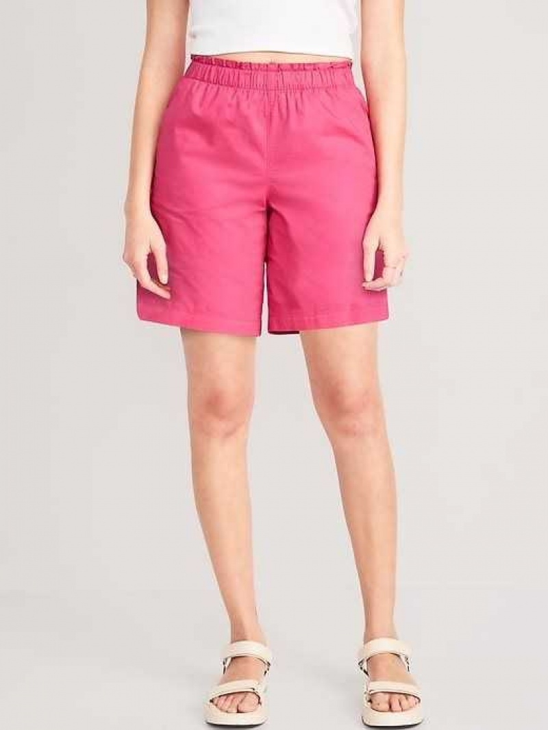 Old Navy High-Waisted Poplin Pull-On Shorts Pink | ZKI428653