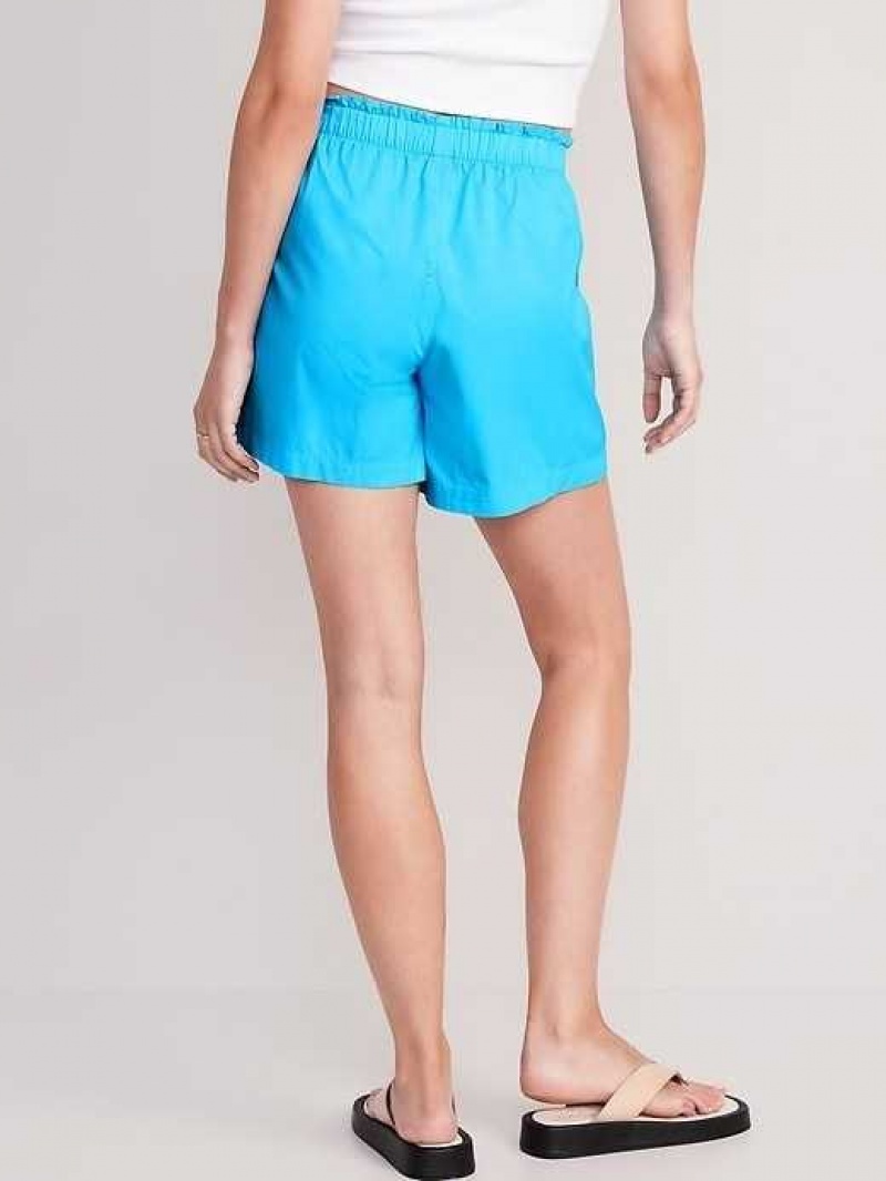 Old Navy High-Waisted Poplin Pull-On Shorts Blue | WDT980547