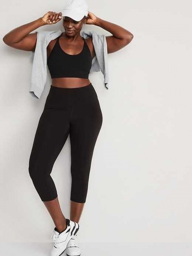 Old Navy High-Waisted PowerPress Crop Leggings Blackjack | HBI708935