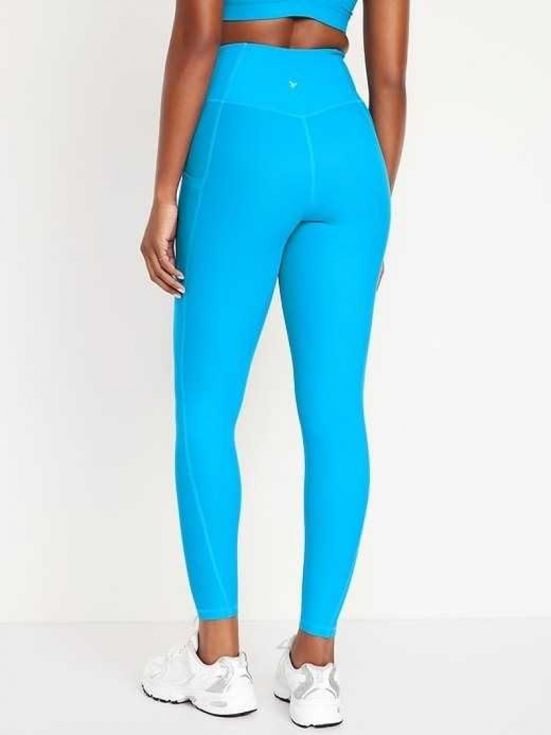 Old Navy High-Waisted PowerSoft 7/8 Leggings Blue | ZWA713620