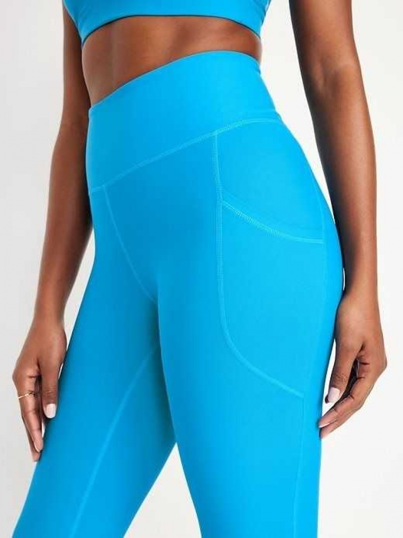 Old Navy High-Waisted PowerSoft 7/8 Leggings Blue | ZWA713620