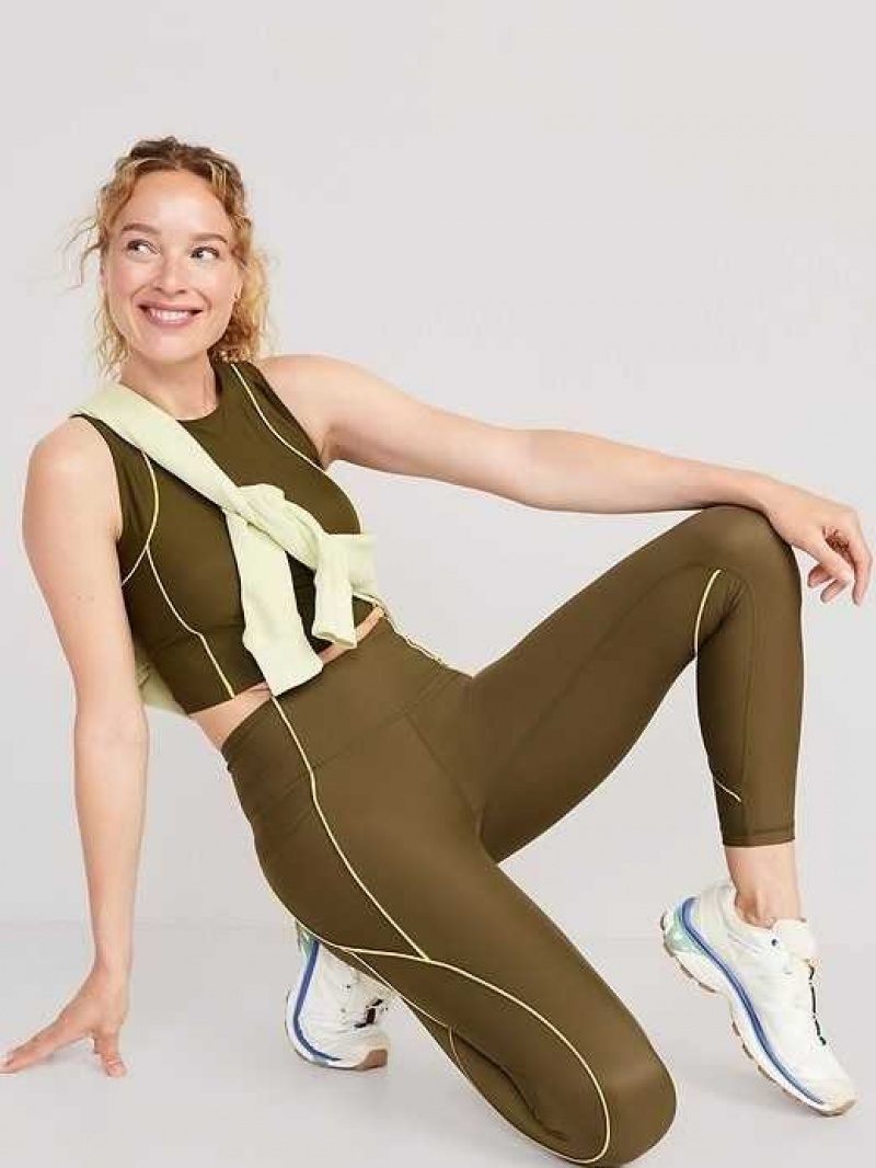 Old Navy High-Waisted PowerSoft 7/8 Leggings Conifer | GZT735268