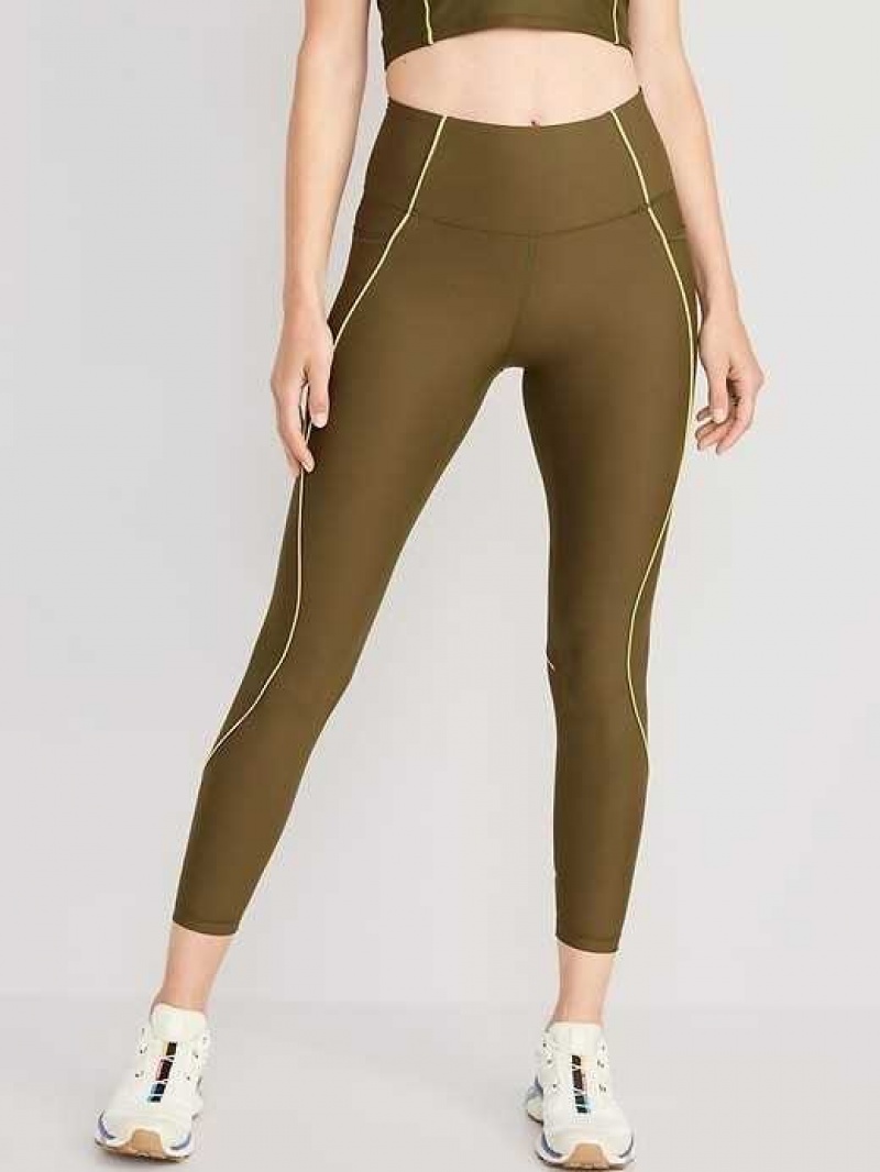 Old Navy High-Waisted PowerSoft 7/8 Leggings Conifer | GZT735268