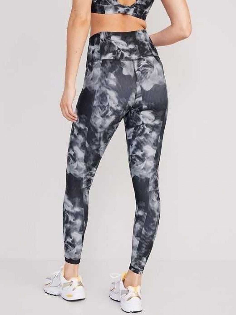 Old Navy High-Waisted PowerSoft 7/8 Leggings Black Grey | XOE570481