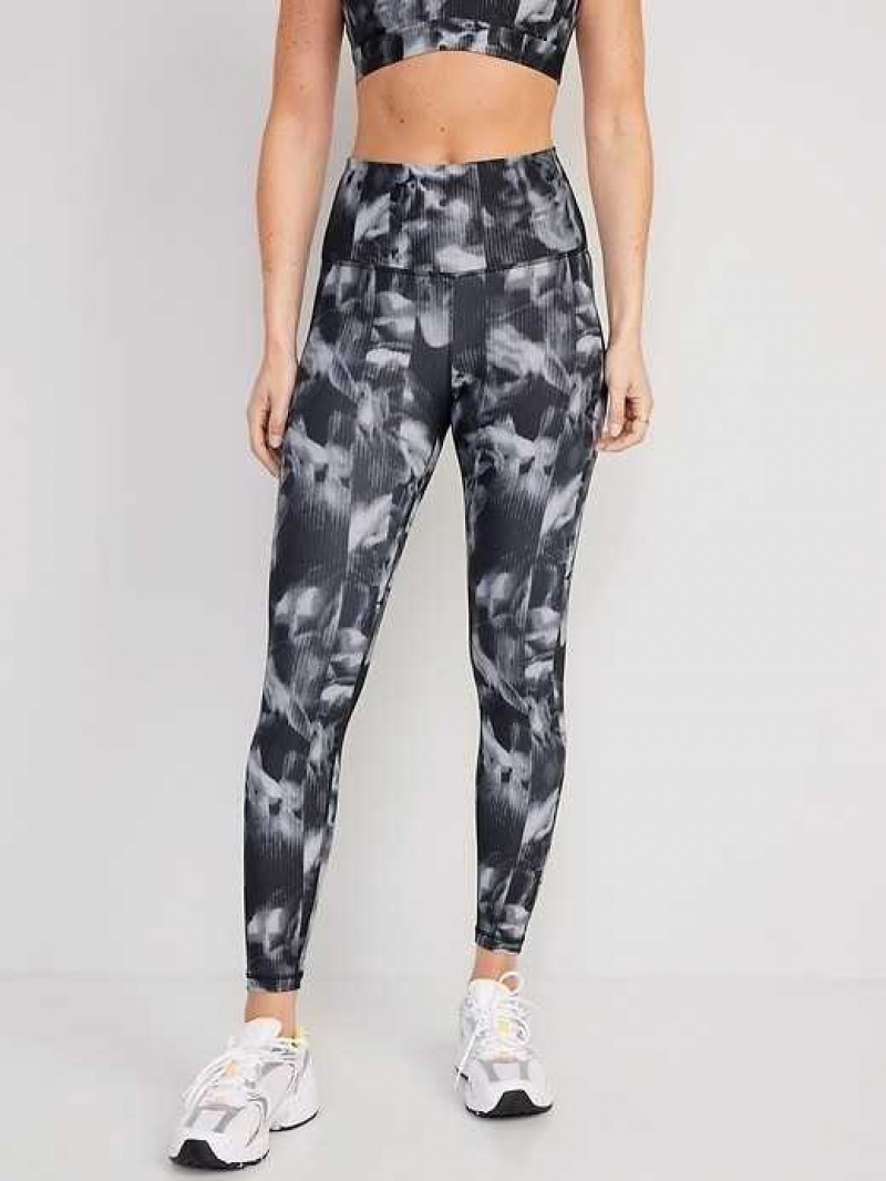 Old Navy High-Waisted PowerSoft 7/8 Leggings Black Grey | XOE570481