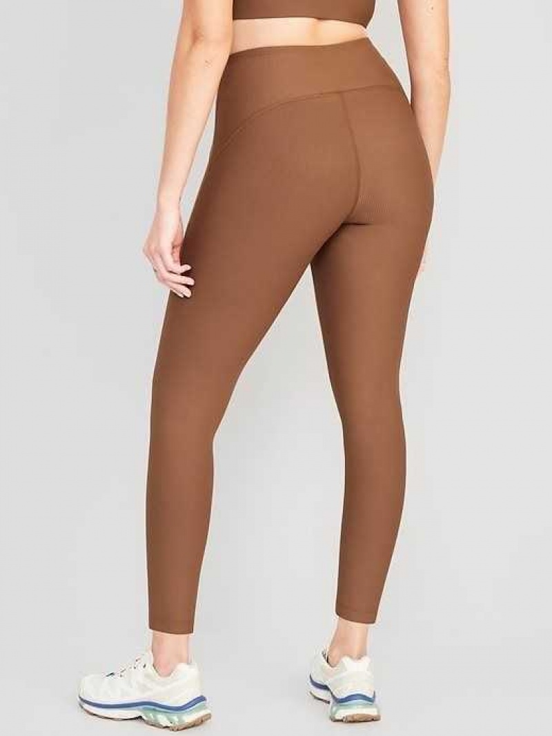 Old Navy High-Waisted PowerSoft 7/8 Mixed-Fabric Leggings Date Palm | QVF176059