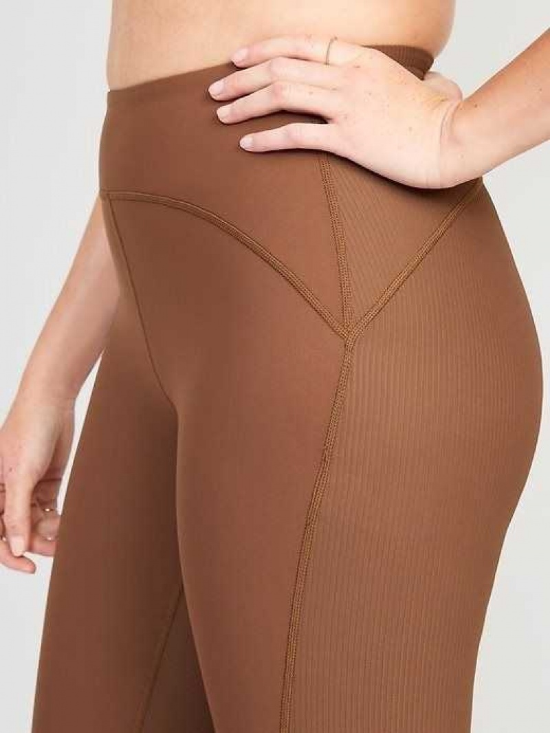 Old Navy High-Waisted PowerSoft 7/8 Mixed-Fabric Leggings Date Palm | QVF176059