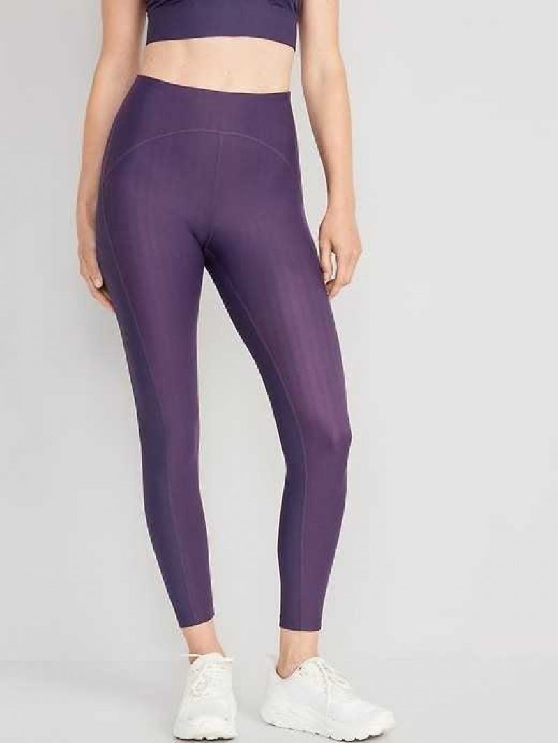 Old Navy High-Waisted PowerSoft 7/8 Mixed-Fabric Leggings Nebula | CSW034897