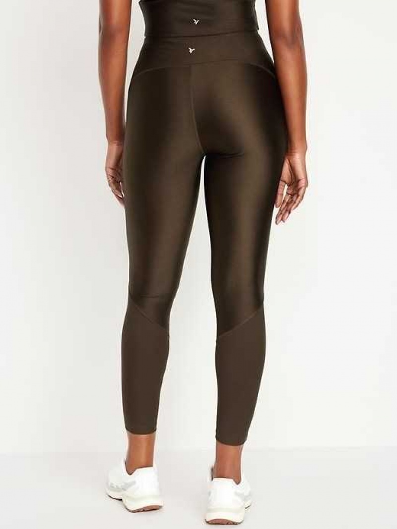 Old Navy High-Waisted PowerSoft 7/8 Shine Leggings Coffee | LFN619285