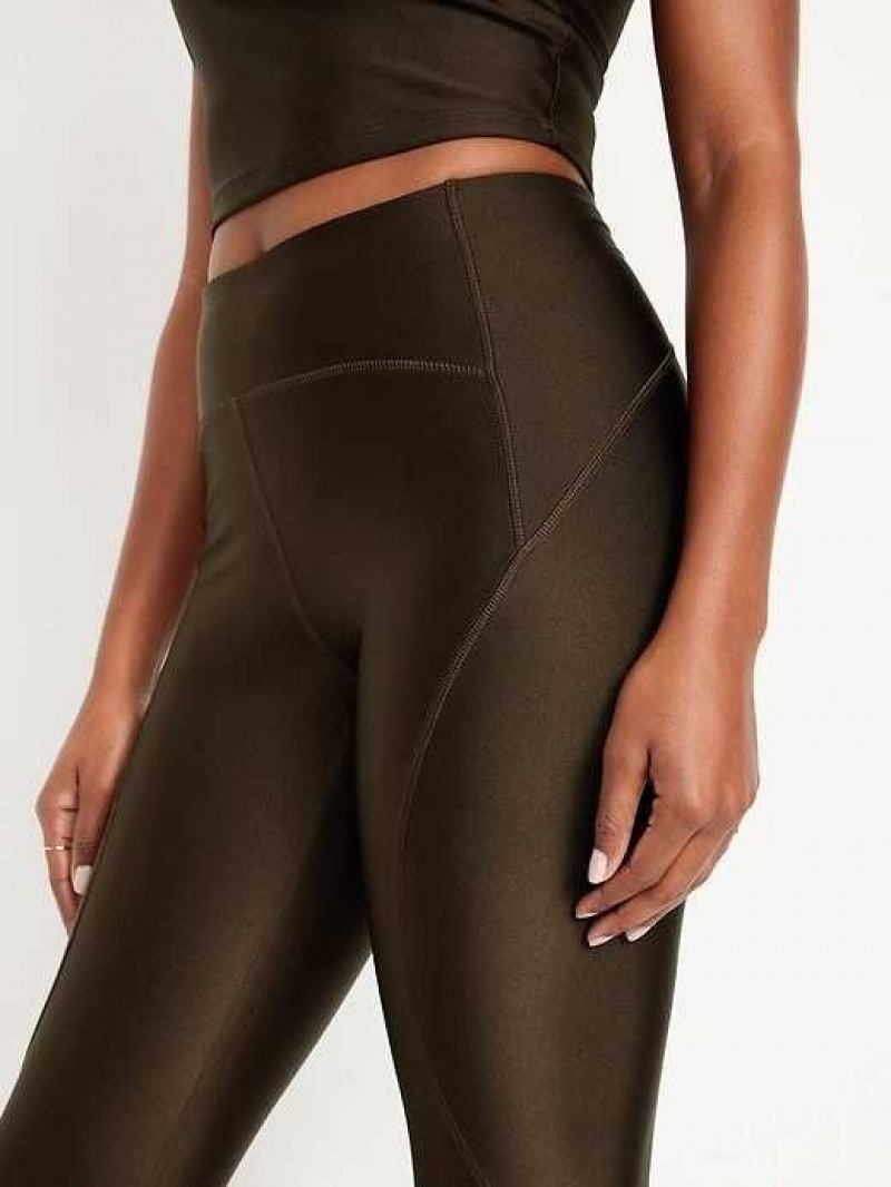 Old Navy High-Waisted PowerSoft 7/8 Shine Leggings Coffee | LFN619285