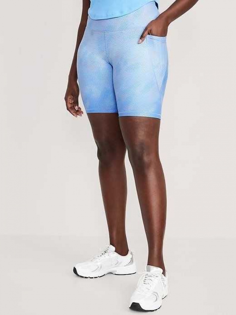 Old Navy High-Waisted PowerSoft Biker Shorts Blue | ZGB876312