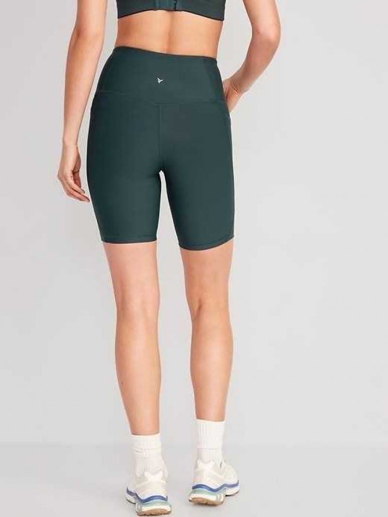 Old Navy High-Waisted PowerSoft Biker Shorts Deep Green | QNS620739